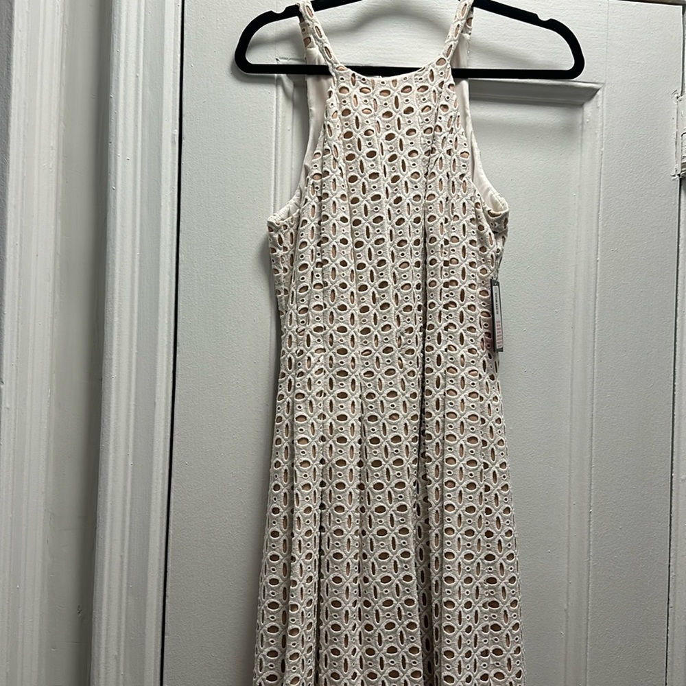 NWT Vince Camuto White Cutout Dress with Nude Layer